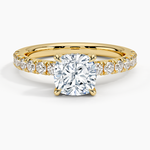 Olympia Half Coverage Diamond Ring Yellow Gold 18k Cushion Engagement Ring
