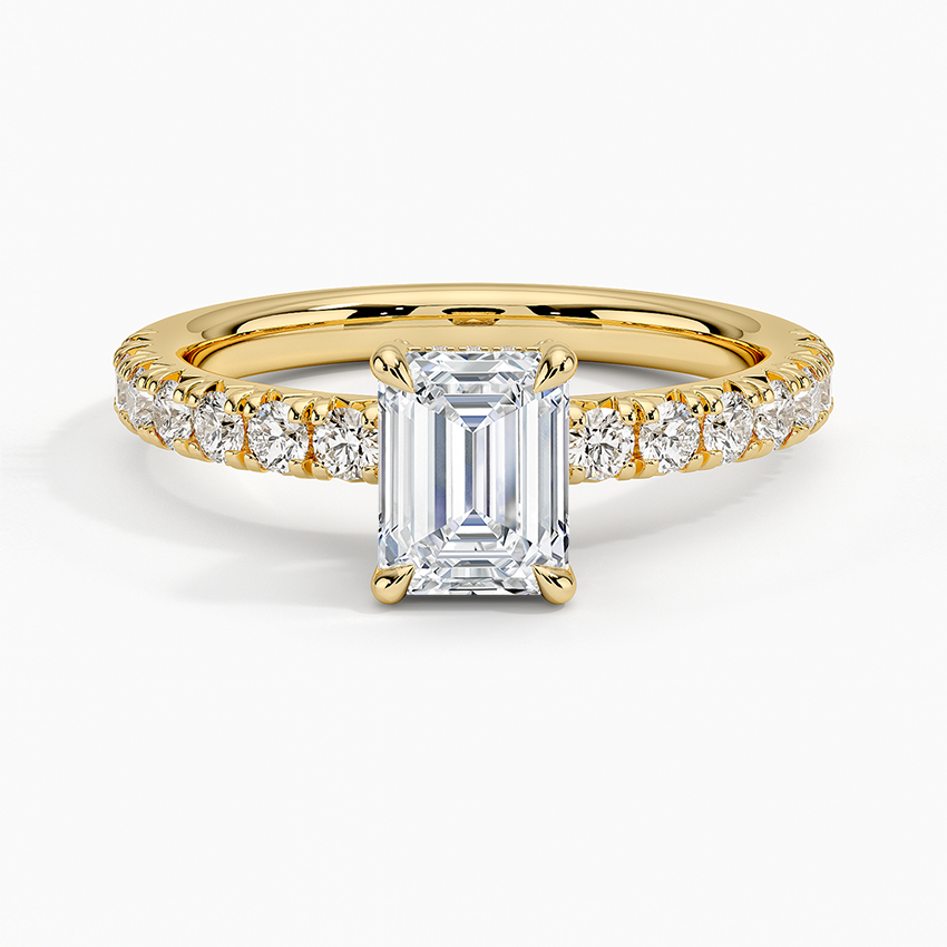 Olympia Half Coverage Diamond Ring Yellow Gold 18k Emerald Engagement Ring