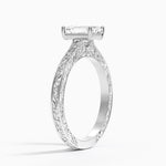 Grove Perfect Fit Engraved Diamond Ring (1/10 ct. tw.) Platinum Emerald Engagement Ring