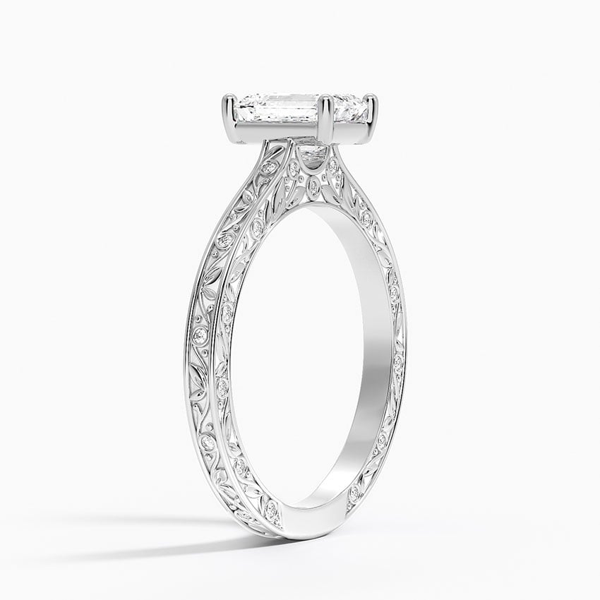 Grove Perfect Fit Engraved Diamond Ring (1/10 ct. tw.) Platinum Emerald Engagement Ring