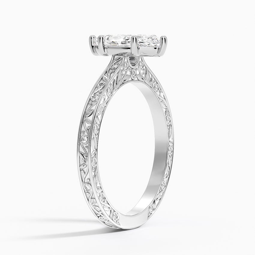 Grove Perfect Fit Engraved Diamond Ring (1/10 ct. tw.) Platinum Marquise Engagement Ring