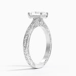 Grove Perfect Fit Engraved Diamond Ring (1/10 ct. tw.) Platinum Radiant Engagement Ring