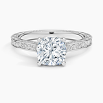 Grove Perfect Fit Engraved Diamond Ring (1/10 ct. tw.) Platinum Cushion Engagement Ring