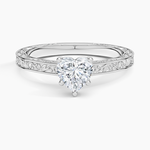 Grove Perfect Fit Engraved Diamond Ring (1/10 ct. tw.) Platinum Heart Engagement Ring