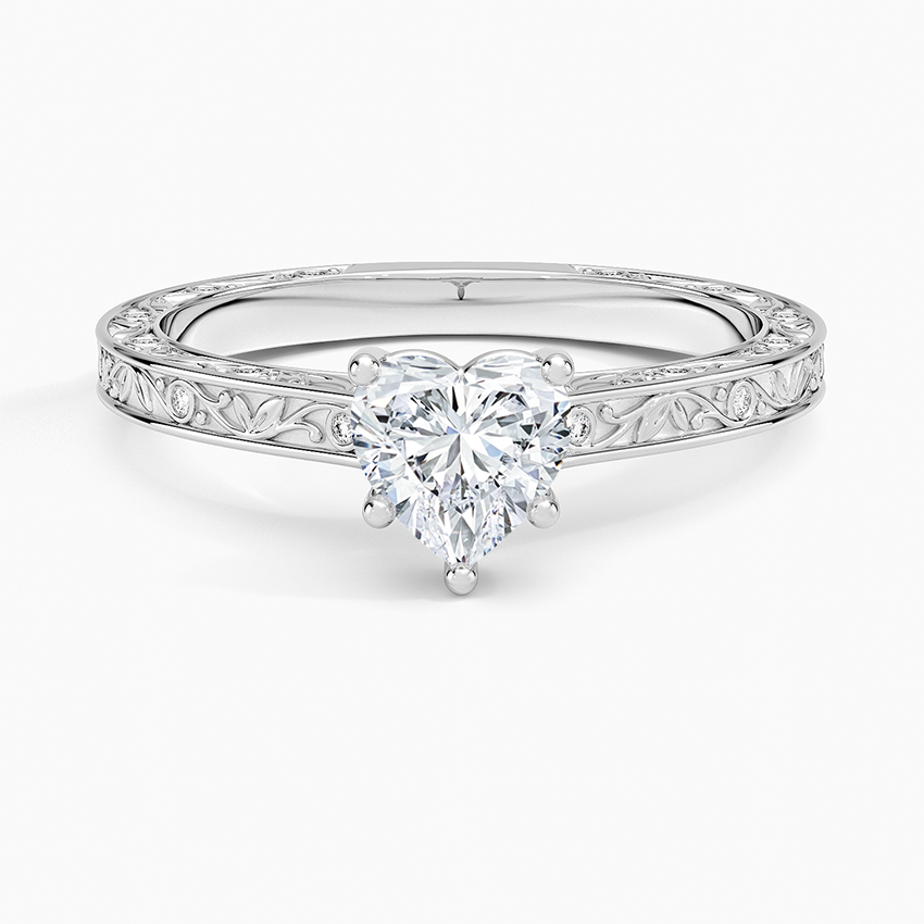 Grove Perfect Fit Engraved Diamond Ring (1/10 ct. tw.) Platinum Heart Engagement Ring