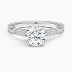 Grove Perfect Fit Engraved Diamond Ring (1/10 ct. tw.) Platinum Round Engagement Ring