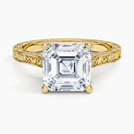 Grove Perfect Fit Engraved Diamond Ring (1/10 ct. tw.) Yellow Gold 18k Asscher Engagement Ring