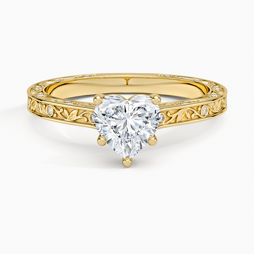Grove Perfect Fit Engraved Diamond Ring (1/10 ct. tw.) Yellow Gold 18k Heart Engagement Ring