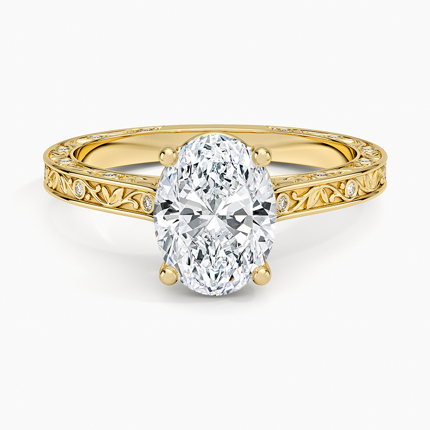 Grove Perfect Fit Engraved Diamond Ring (1/10 ct. tw.) Yellow Gold 18k Oval Engagement Ring