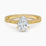 Grove Perfect Fit Engraved Diamond Ring (1/10 ct. tw.) Yellow Gold 18k Pear Engagement Ring