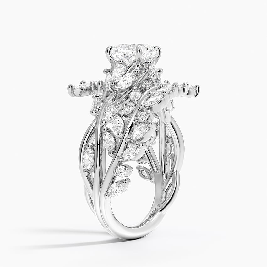 Secret Garden Wrap Diamond Ring Platinum Cushion Engagement Ring
