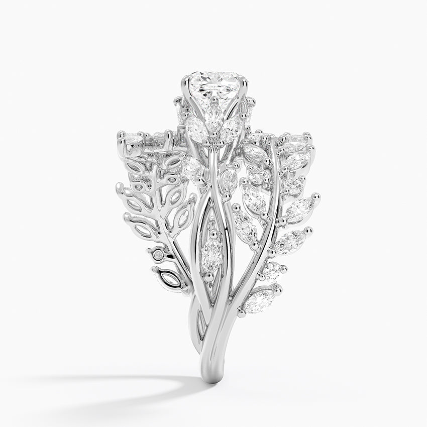 Secret Garden Wrap Diamond Ring Platinum Cushion Engagement Ring
