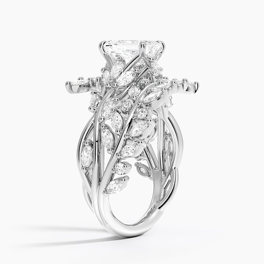 Secret Garden Wrap Diamond Ring Platinum Emerald Engagement Ring