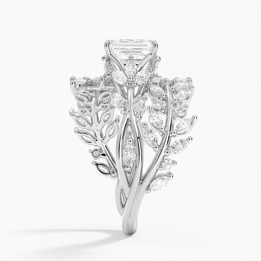 Secret Garden Wrap Diamond Ring Platinum Emerald Engagement Ring
