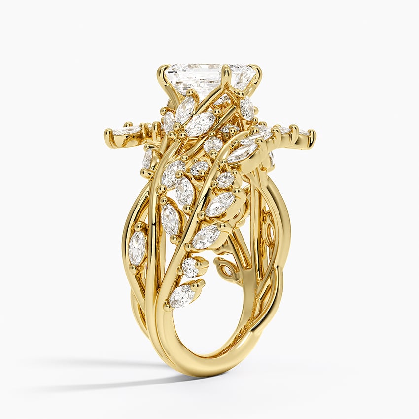 Secret Garden Wrap Diamond Ring Yellow Gold 18k Emerald Engagement Ring