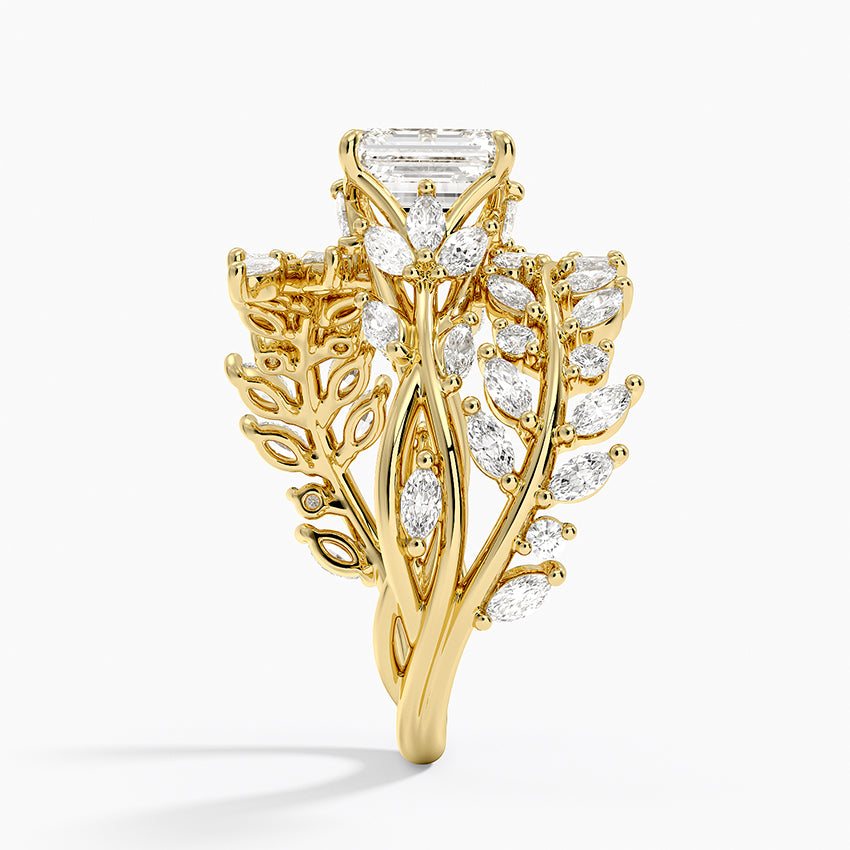 Secret Garden Wrap Diamond Ring Yellow Gold 18k Emerald Engagement Ring