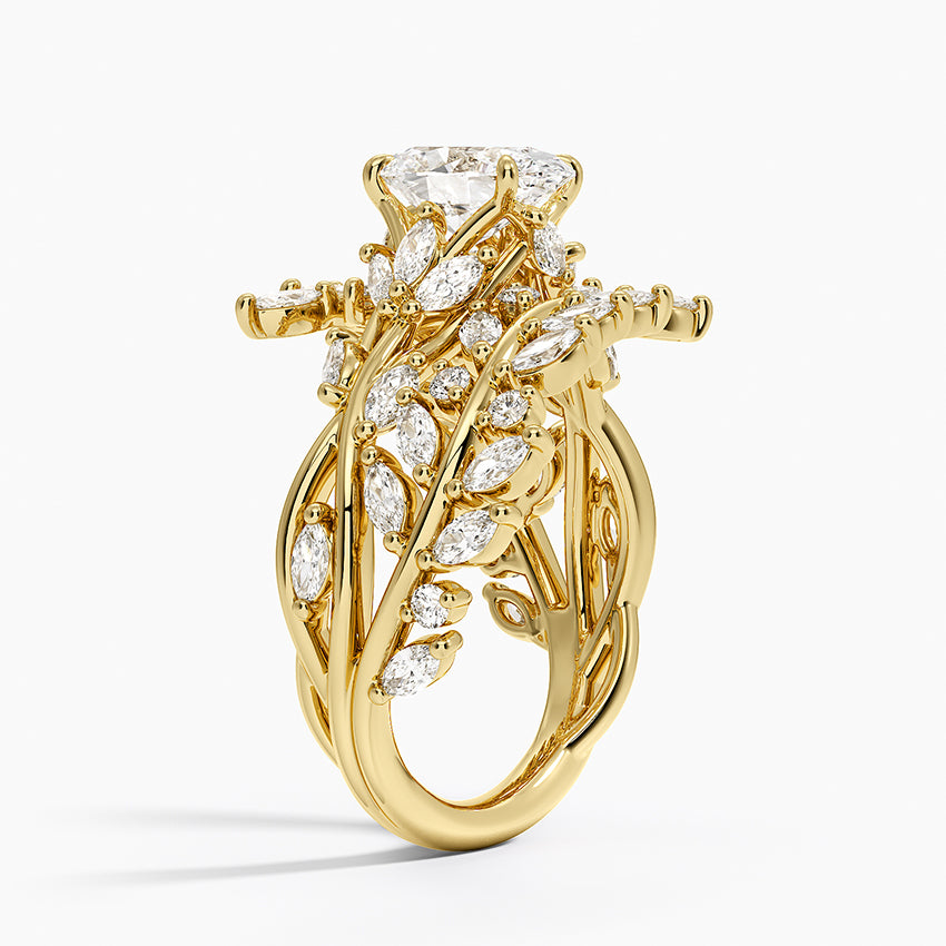 Secret Garden Wrap Diamond Ring Yellow Gold 18k Oval Engagement Ring