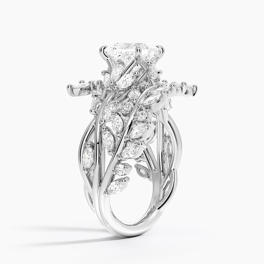 Secret Garden Wrap Diamond Ring Platinum Princess Engagement Ring