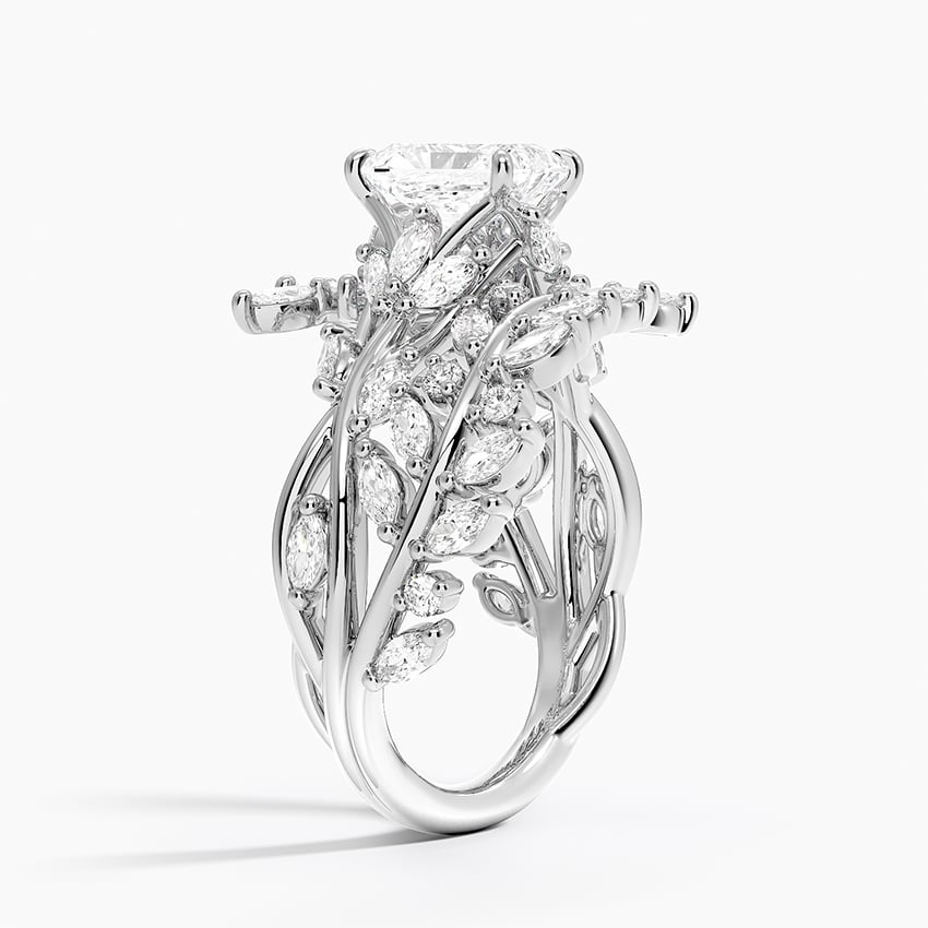 Secret Garden Wrap Diamond Ring Platinum Radiant Engagement Ring