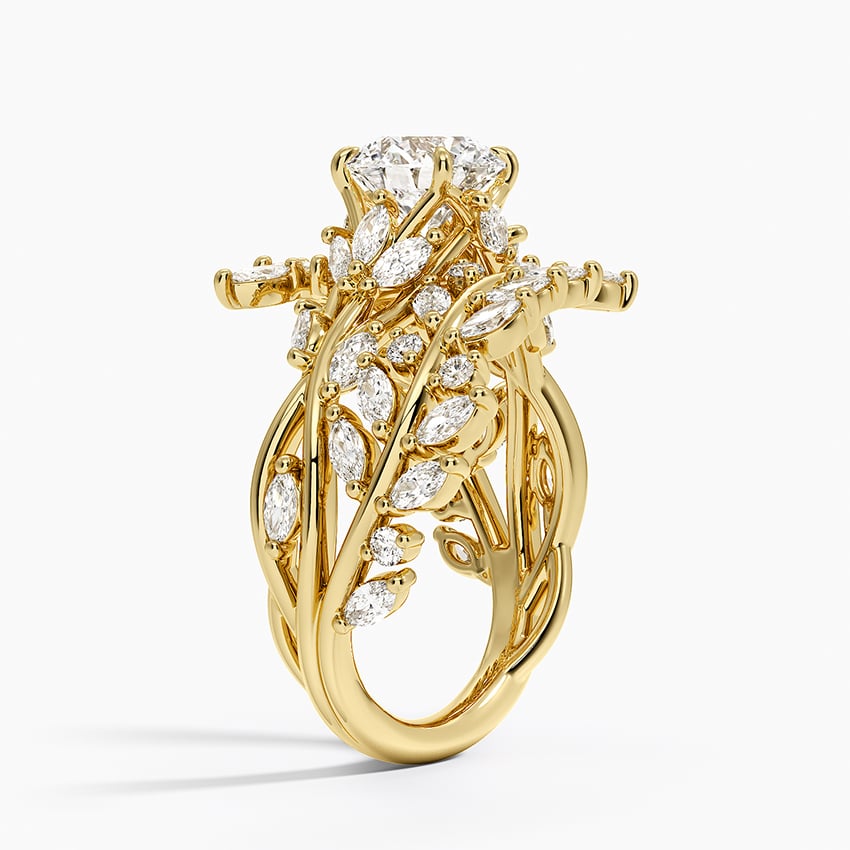 Secret Garden Wrap Diamond Ring Yellow Gold 18k Round Engagement Ring