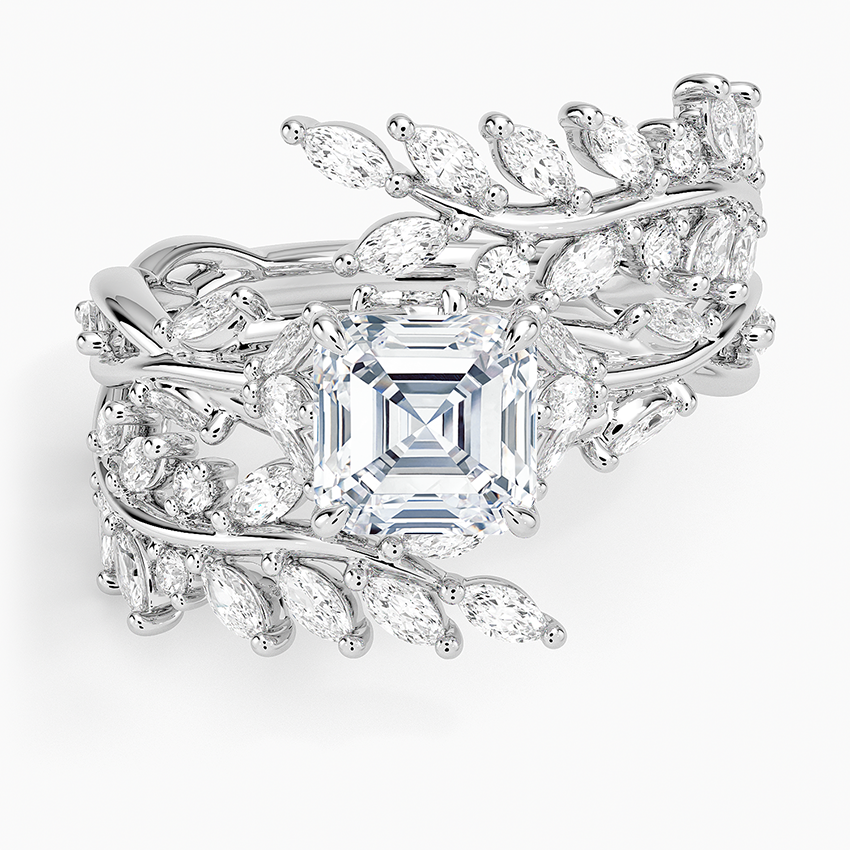 Secret Garden Wrap Diamond Ring Platinum Asscher Engagement Ring