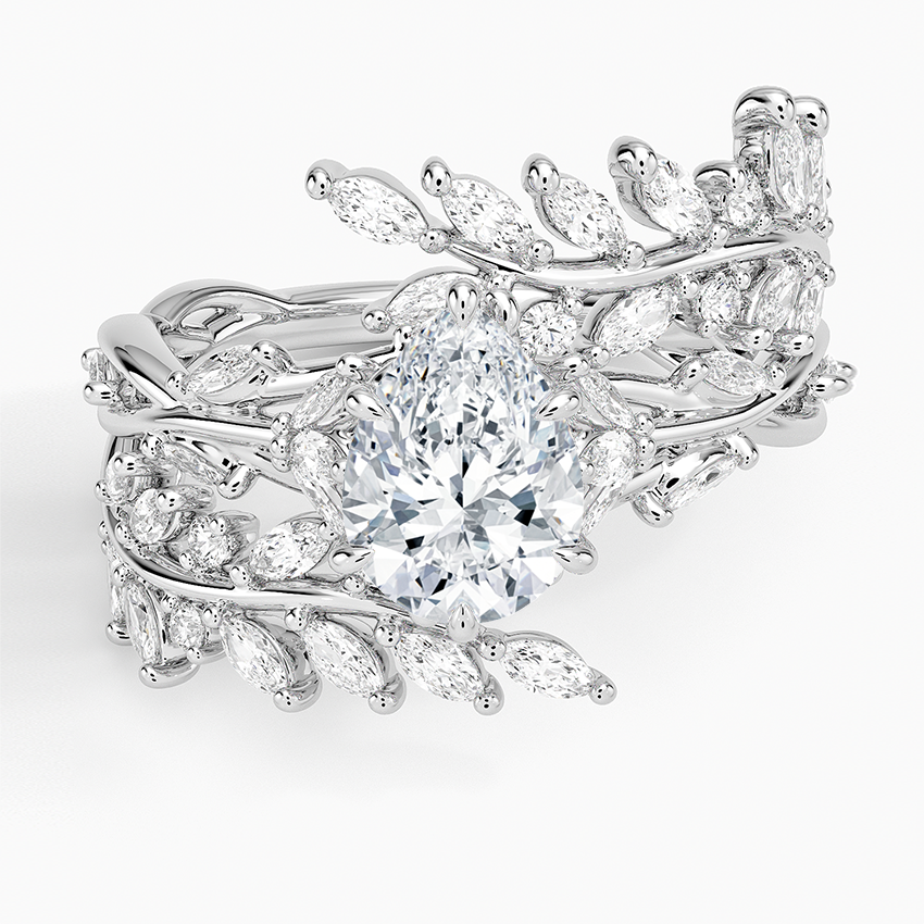Secret Garden Wrap Diamond Ring Platinum Pear Engagement Ring