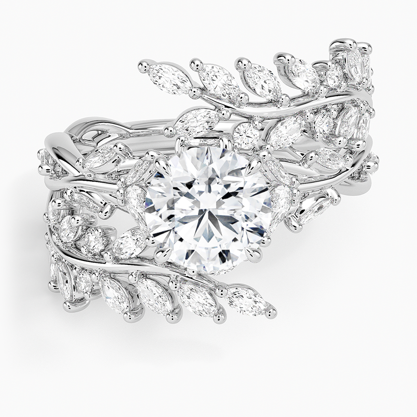 Secret Garden Wrap Diamond Ring Platinum Round Engagement Ring