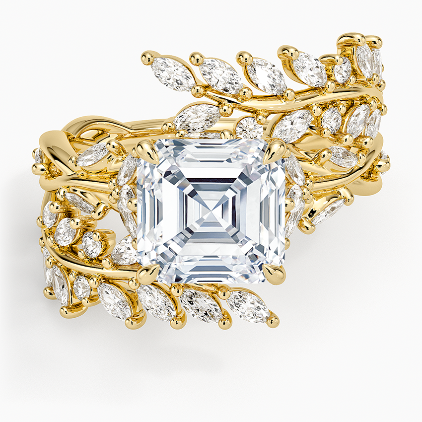 Secret Garden Wrap Diamond Ring Yellow Gold 18k Asscher Engagement Ring
