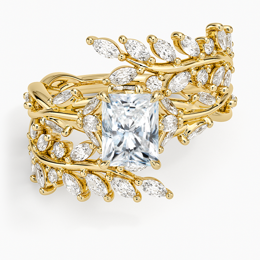 Secret Garden Wrap Diamond Ring Yellow Gold 18k Radiant Engagement Ring