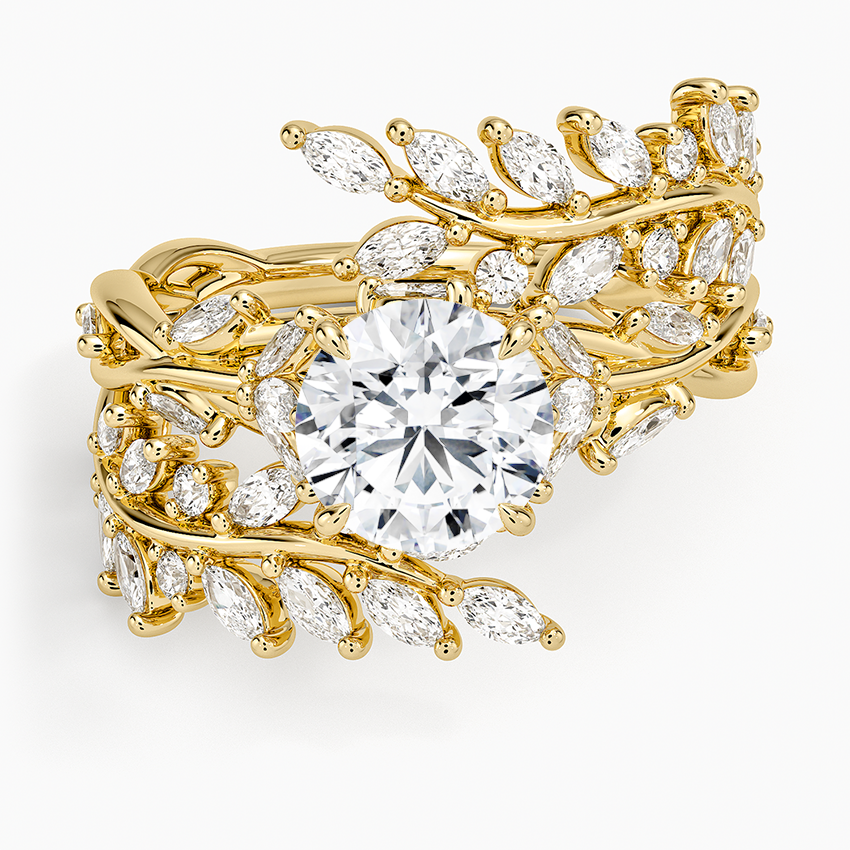 Secret Garden Wrap Diamond Ring Yellow Gold 18k Round Engagement Ring