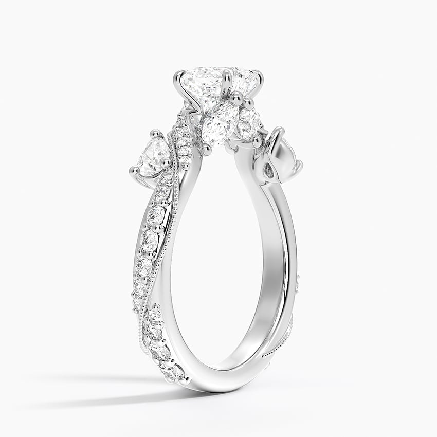 Grand Camellia Diamond Ring Platinum Cushion Engagement Ring