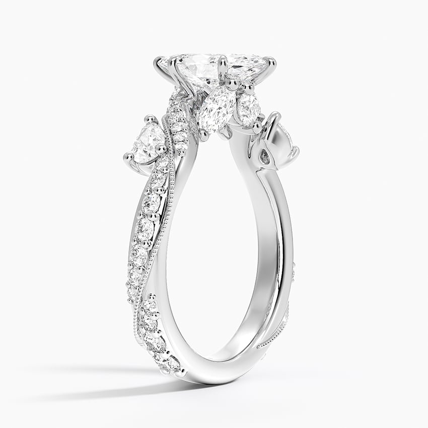 Grand Camellia Diamond Ring Platinum Marquise Engagement Ring