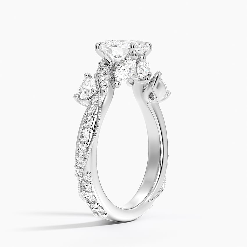 Grand Camellia Diamond Ring Platinum Oval Engagement Ring