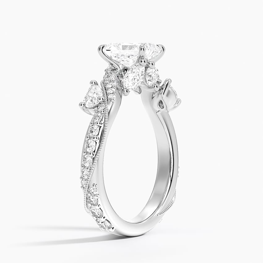 Grand Camellia Diamond Ring Platinum Radiant Engagement Ring