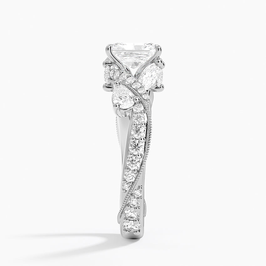 Grand Camellia Diamond Ring Platinum Radiant Engagement Ring