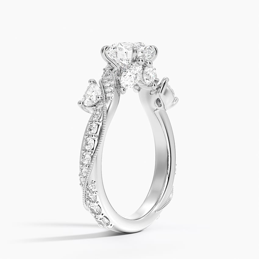 Grand Camellia Diamond Ring Platinum Round Engagement Ring