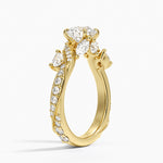 Grand Camellia Diamond Ring Yellow Gold 18k Round Engagement Ring