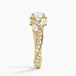 Grand Camellia Diamond Ring Yellow Gold 18k Round Engagement Ring