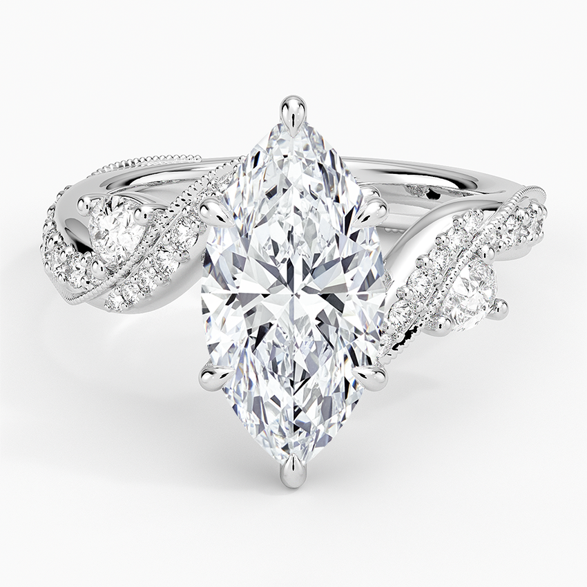 Grand Camellia Diamond Ring Platinum Marquise Engagement Ring