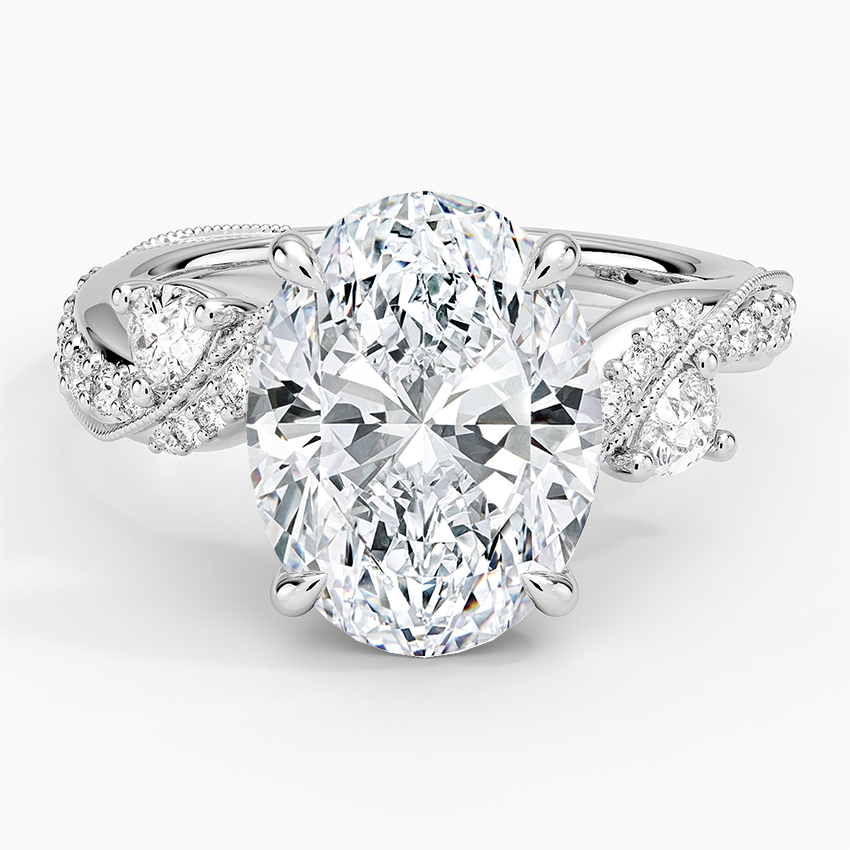 Grand Camellia Diamond Ring Platinum Oval Engagement Ring
