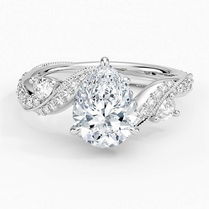 Grand Camellia Diamond Ring Platinum Pear Engagement Ring
