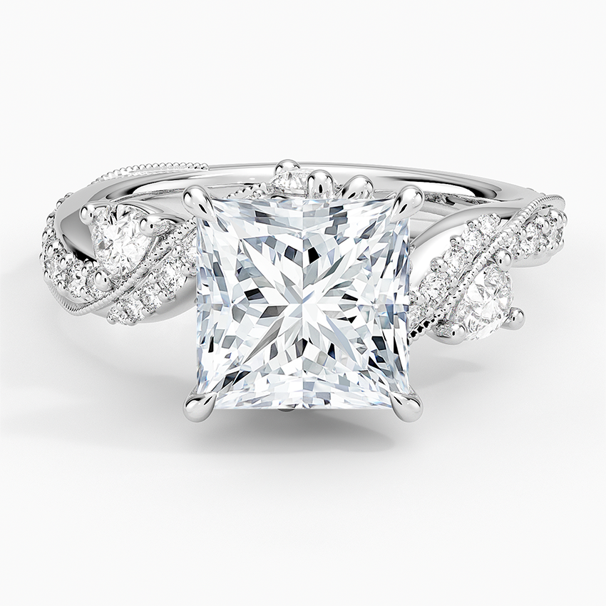 Grand Camellia Diamond Ring Platinum Princess Engagement Ring