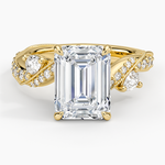 Grand Camellia Diamond Ring Yellow Gold 18k Emerald Engagement Ring