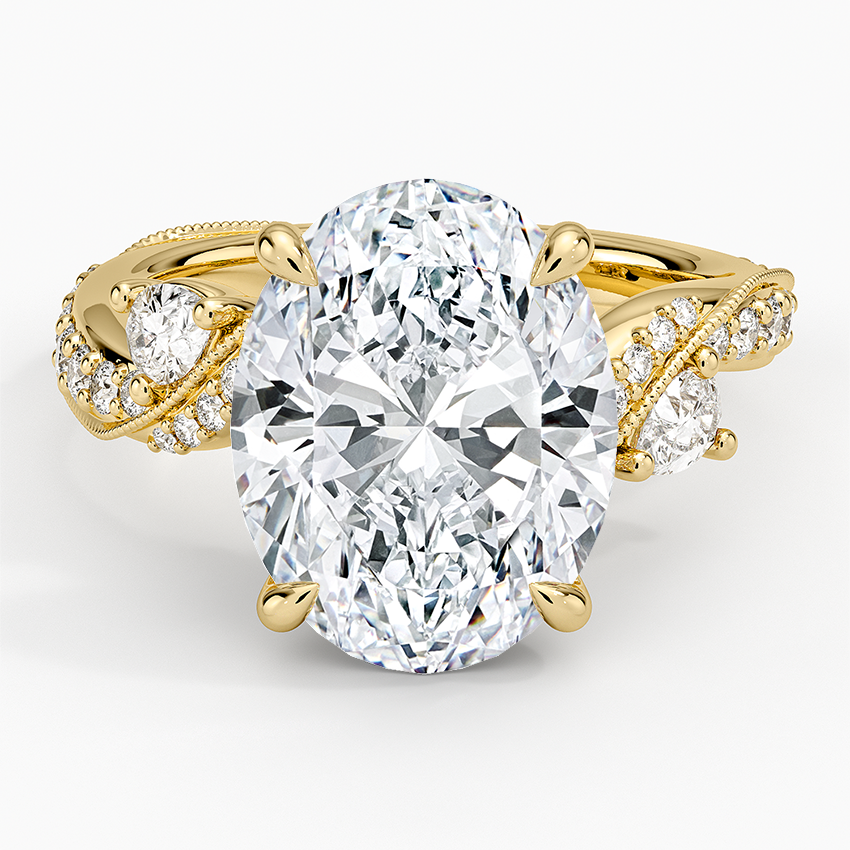 Grand Camellia Diamond Ring Yellow Gold 18k Oval Engagement Ring