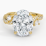 Grand Camellia Diamond Ring Yellow Gold 18k Oval Engagement Ring