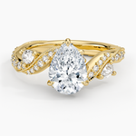 Grand Camellia Diamond Ring Yellow Gold 18k Pear Engagement Ring
