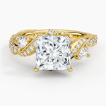 Grand Camellia Diamond Ring Yellow Gold 18k Princess Engagement Ring