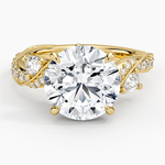 Grand Camellia Diamond Ring Yellow Gold 18k Round Engagement Ring