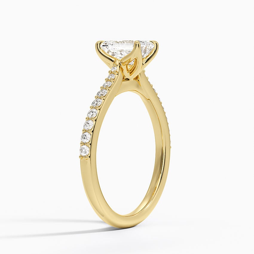 Elodie Cathedral Diamond Ring Yellow Gold 18k Emerald Engagement Ring