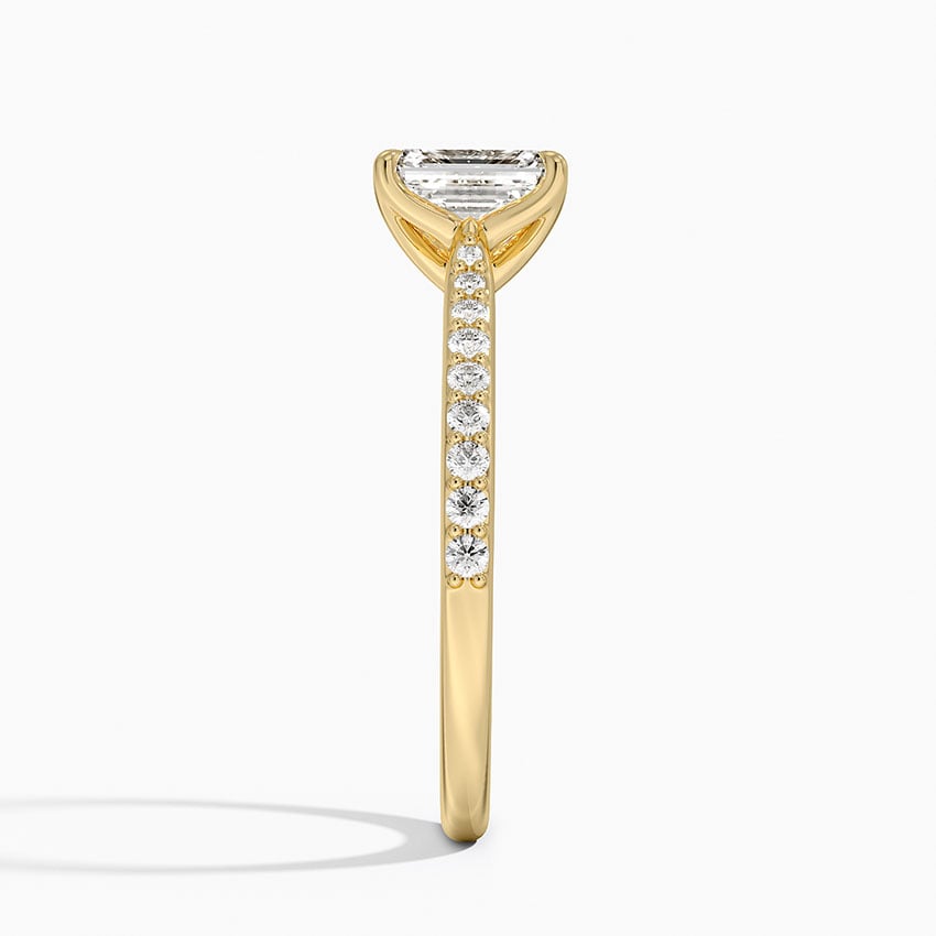 Elodie Cathedral Diamond Ring Yellow Gold 18k Emerald Engagement Ring